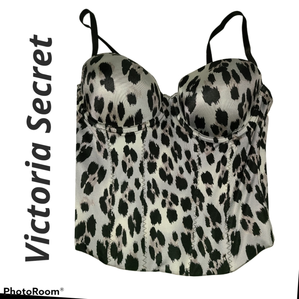 NWT 36D Victoria Secret Gray Leopard Bustier
